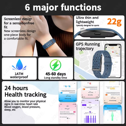 No Screen Smart Bracelet Heart Rate Blood Pressure Sleep Monitor Pedometer Sports Fitness Tracker Men Women Smartwatch 2025
